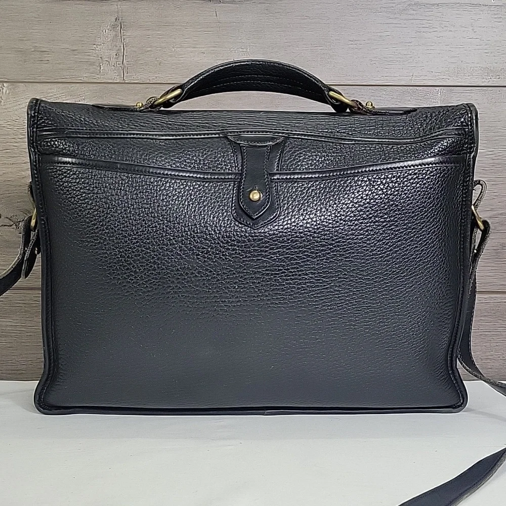 Vintage Dooney & Bourke Black Pebble Leather Briefcase Bag